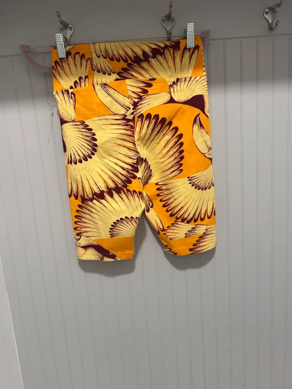 adidas x farm Rio Women’s Yellow & Brown Bird-Print Bike Shorts - Picture 4 of 4